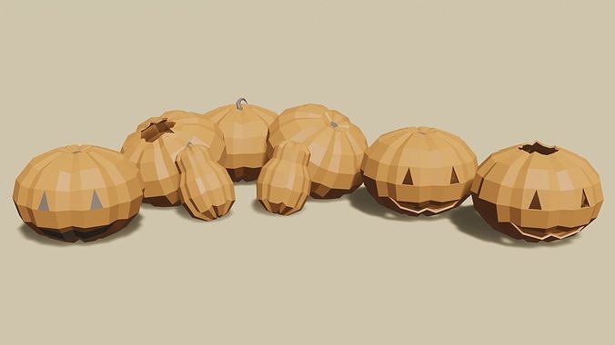 Pumkins polygonal pumpkin Free low-poly 3D model