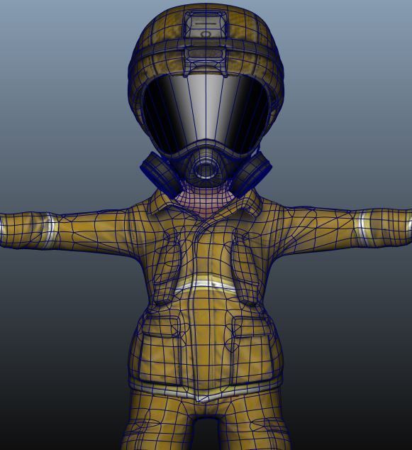 Firefighter Game Character Low-poly 3D model_7