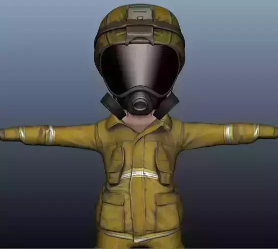 Firefighter Game Character Low-poly 3D model