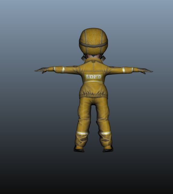 Firefighter Game Character Low-poly 3D model_6