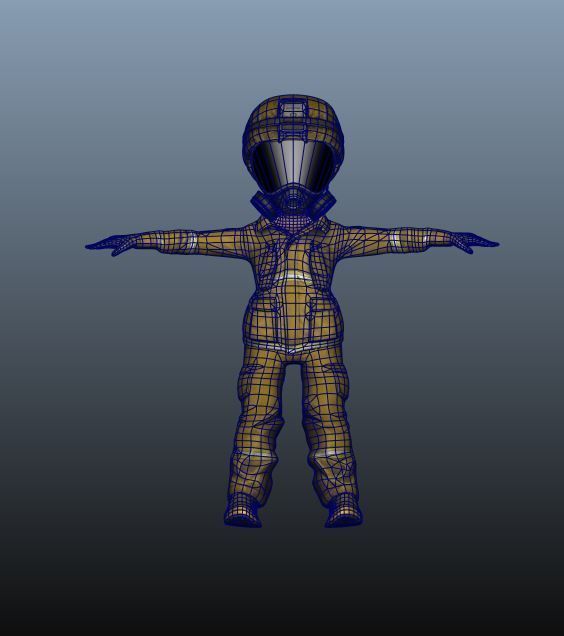 Firefighter Game Character Low-poly 3D model_8