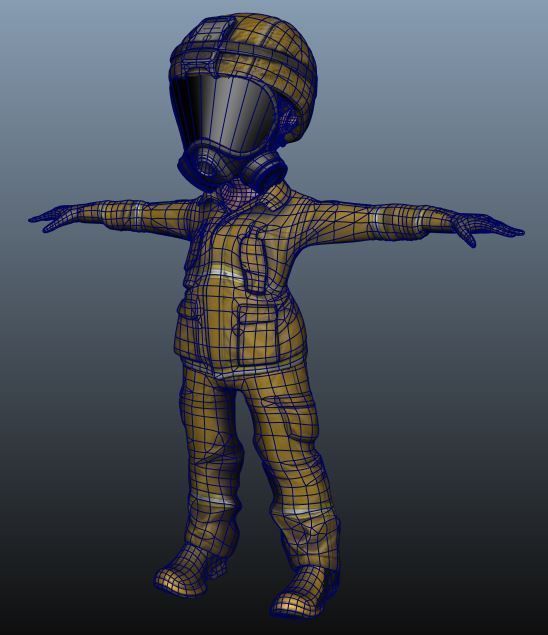 Firefighter Game Character Low-poly 3D model_11