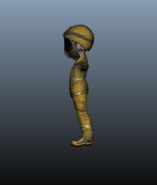 Firefighter Game Character Low-poly 3D model_5