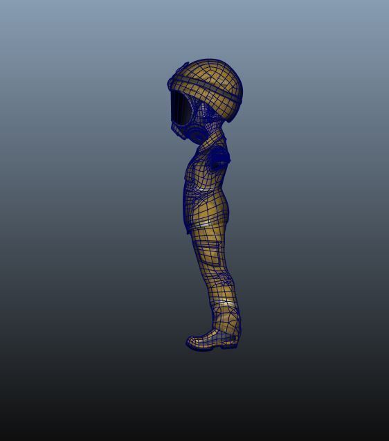 Firefighter Game Character Low-poly 3D model_9