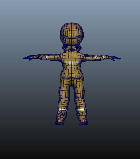 Firefighter Game Character Low-poly 3D model_10