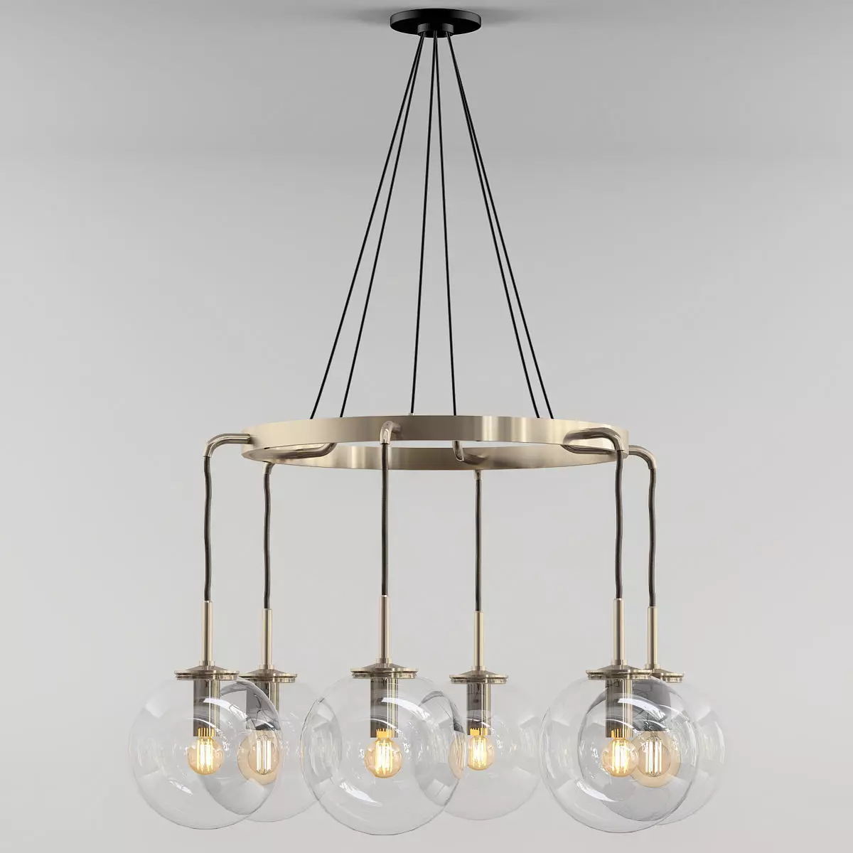 RH LANGUEDOC Round Chandelier Antique Brass 3D model_0