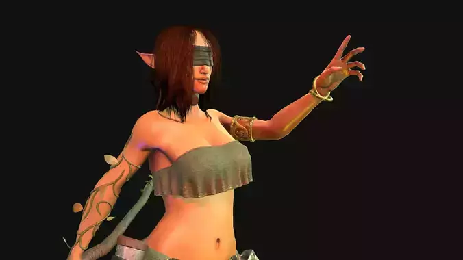 Female Elf Druid Low-poly 3D model