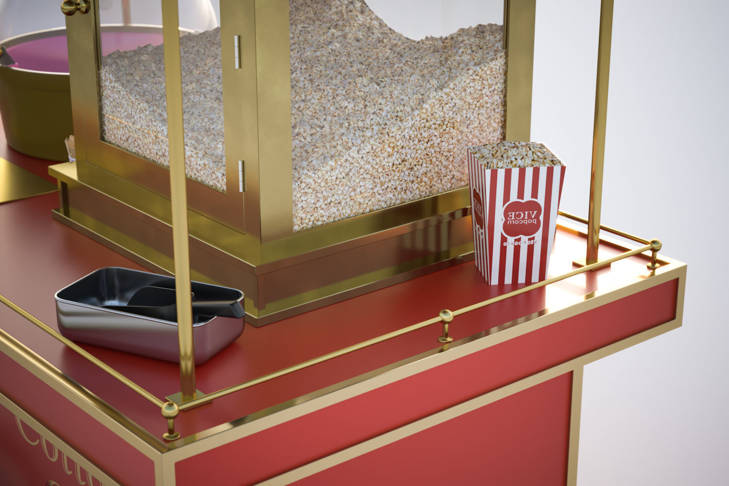 Mobile trolley for making popcorn 3D model_2