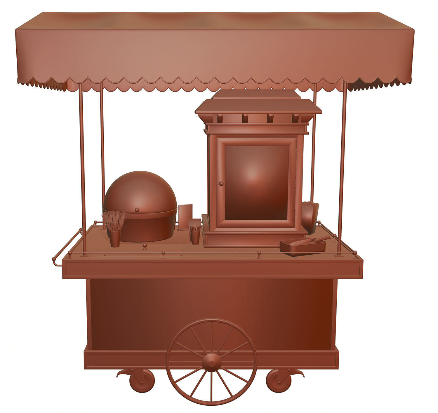 Mobile trolley for making popcorn 3D model_10