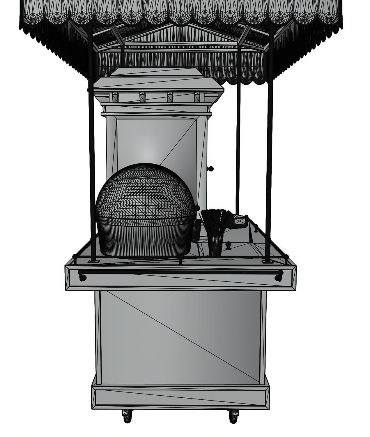 Mobile trolley for making popcorn 3D model_9