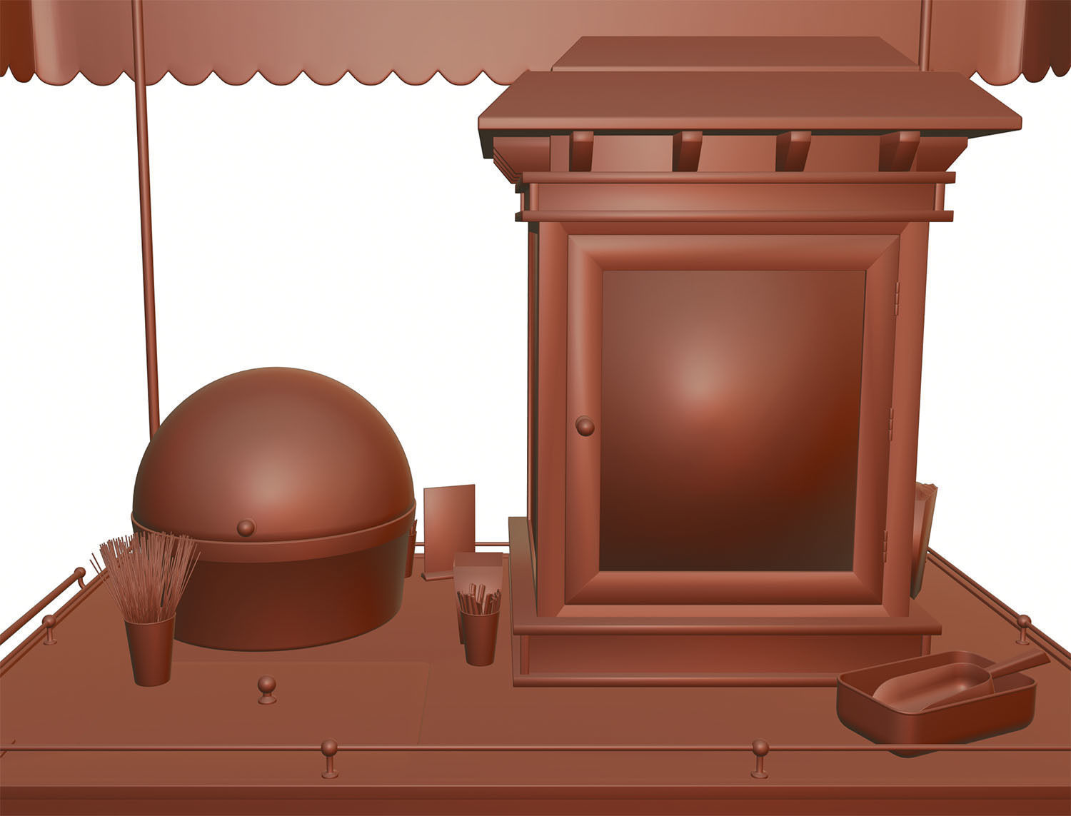 Mobile trolley for making popcorn 3D model_11