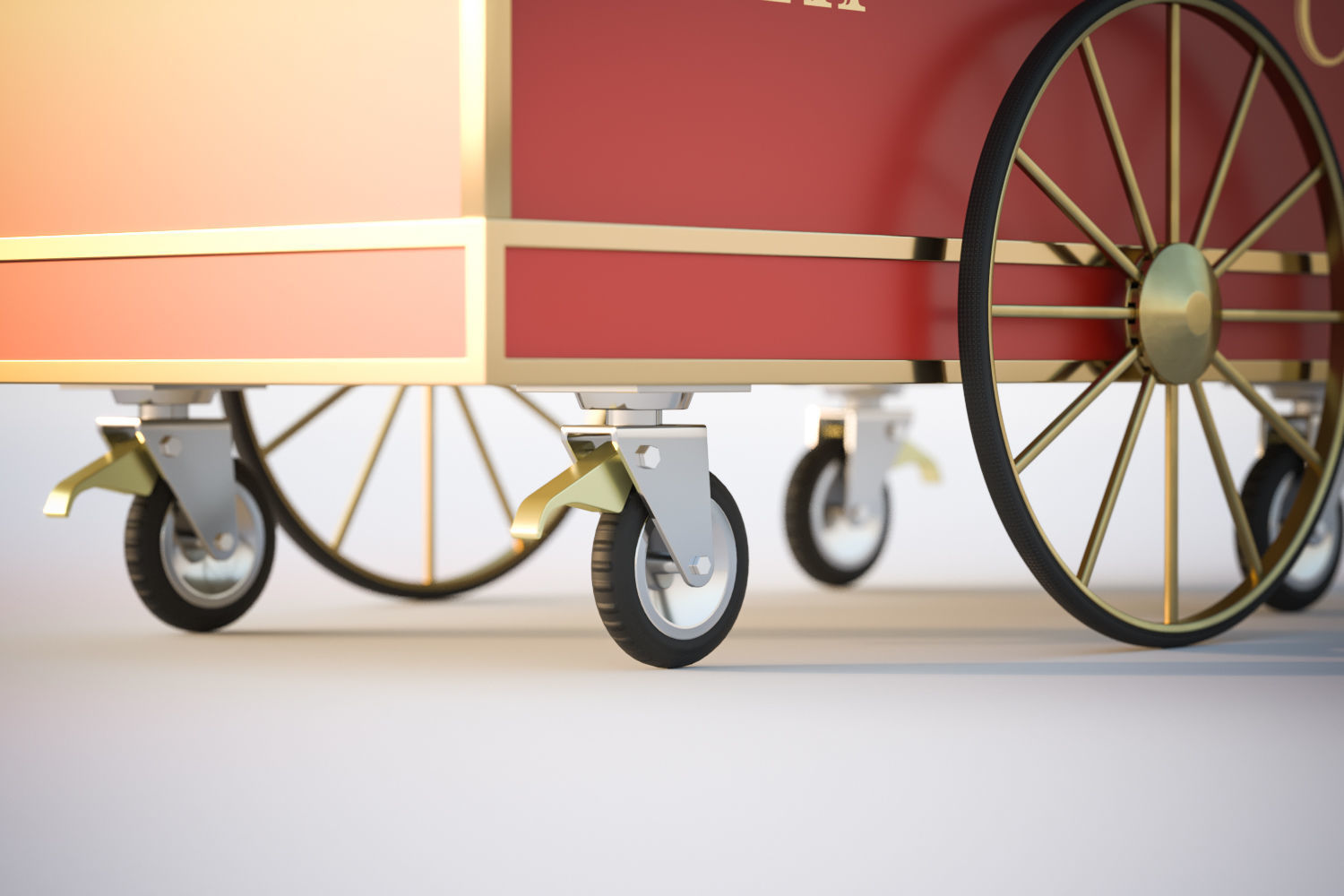 Mobile trolley for making popcorn 3D model_4