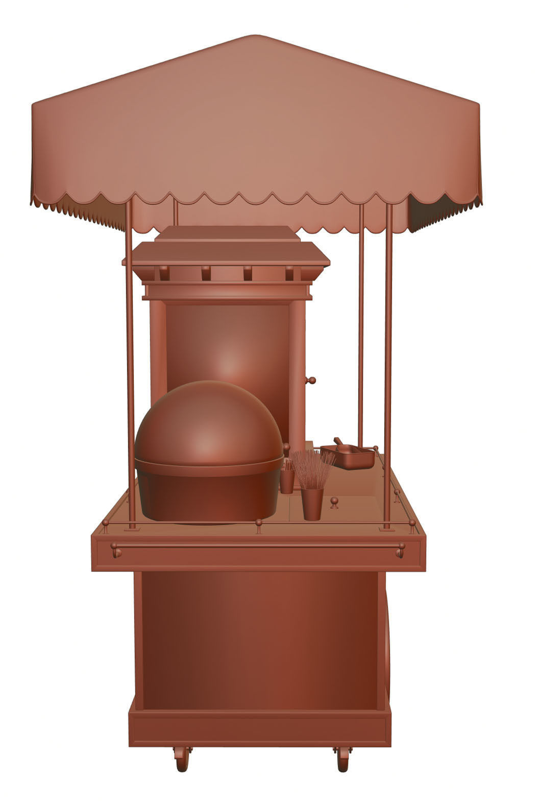 Mobile trolley for making popcorn 3D model_12