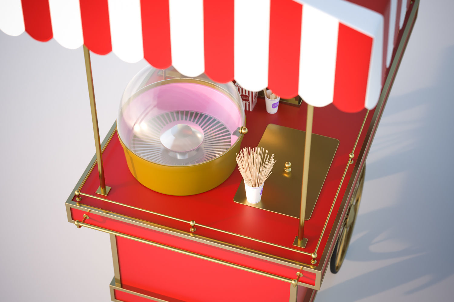 Mobile trolley for making popcorn 3D model_3