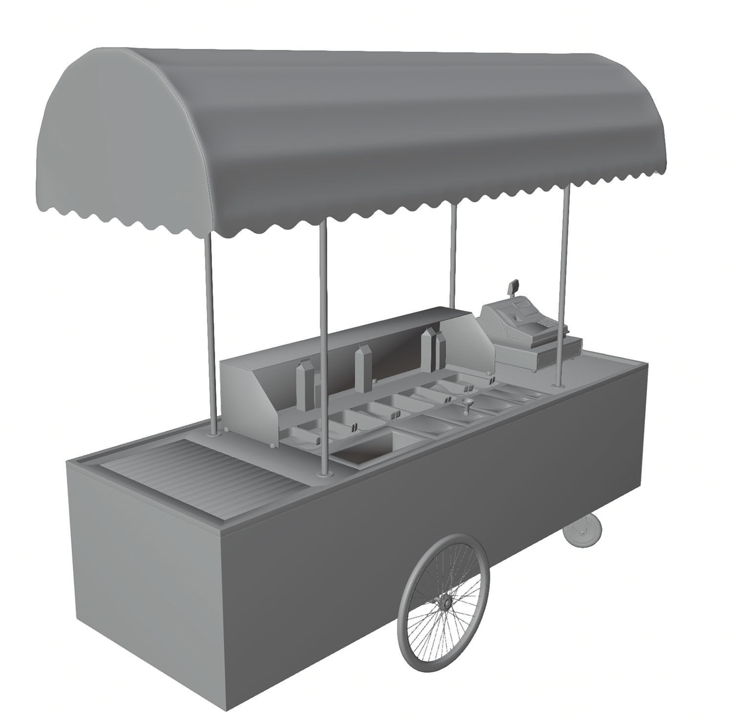 Mobile ice cream cart 3D model_6