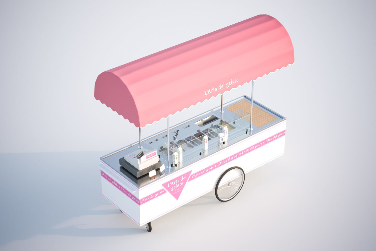 Mobile ice cream cart 3D model_2