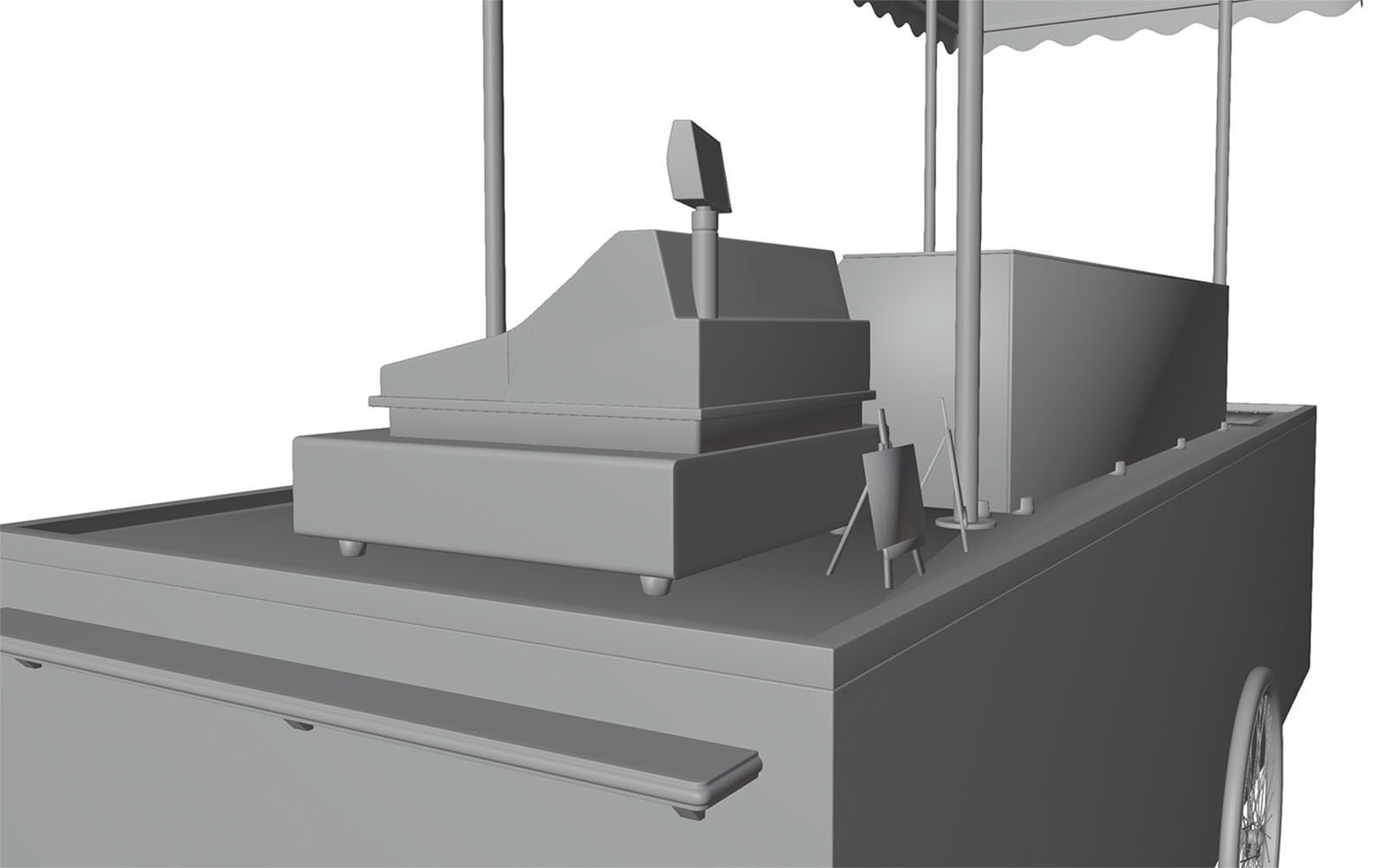 Mobile ice cream cart 3D model_7