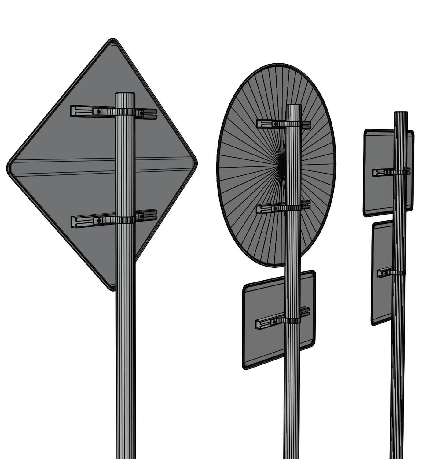 Road sign set 3D model_8
