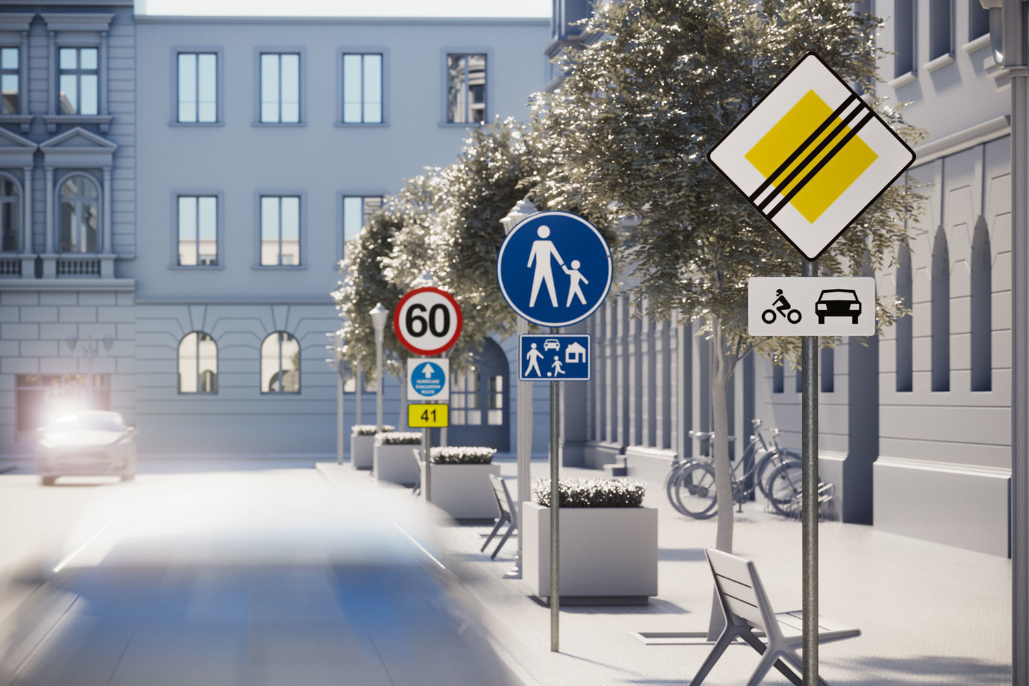 Road sign set 3D model_1