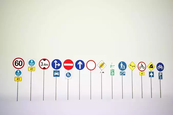 Road sign set 3D model