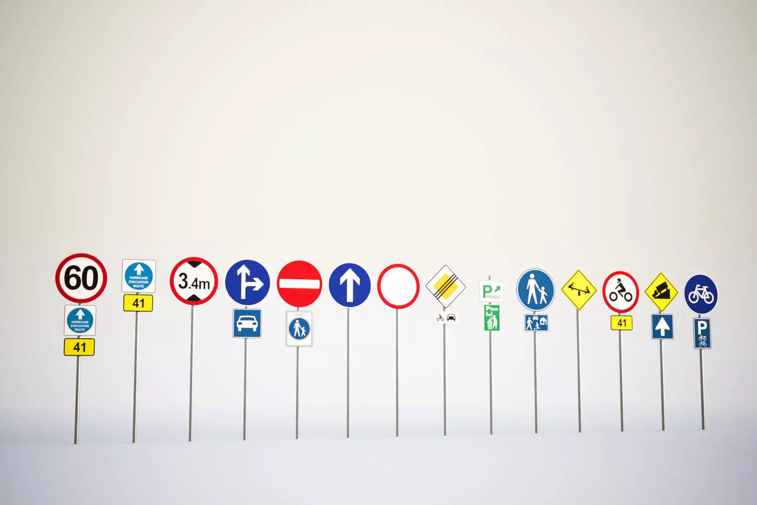 Road sign set 3D model_0