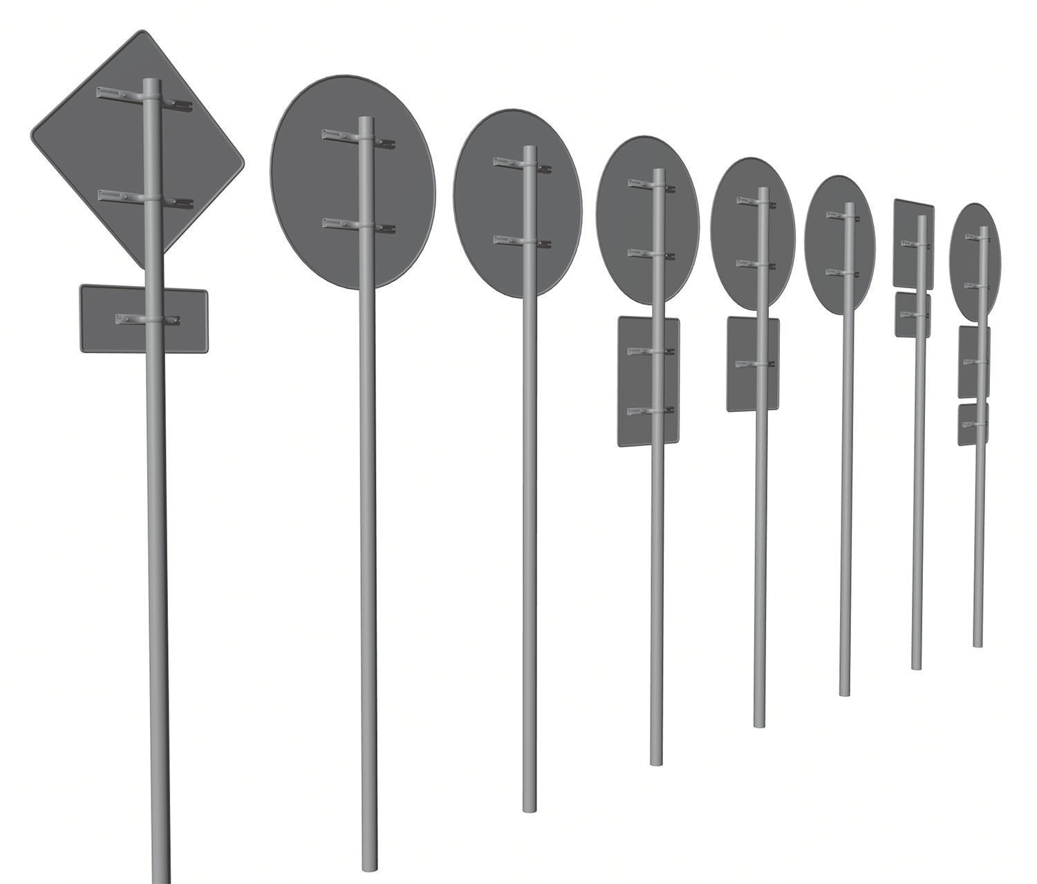 Road sign set 3D model_7