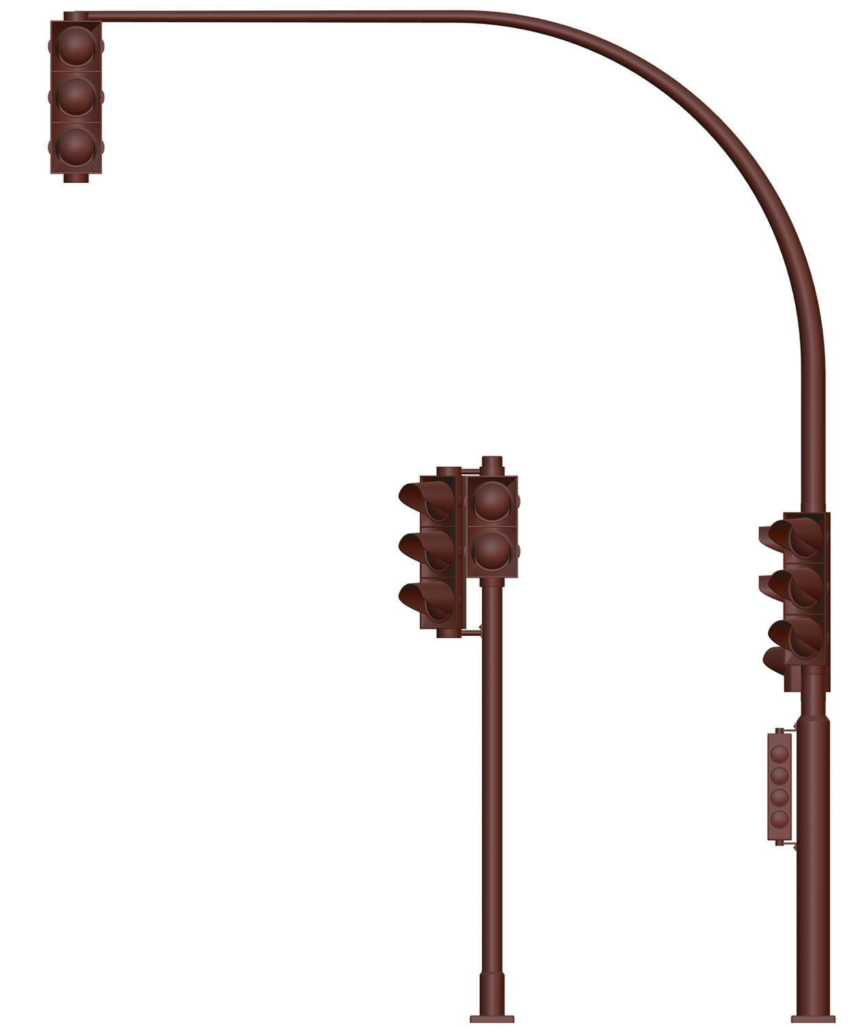 Traffic lights set for pedestrian and vehicles 3D model_10