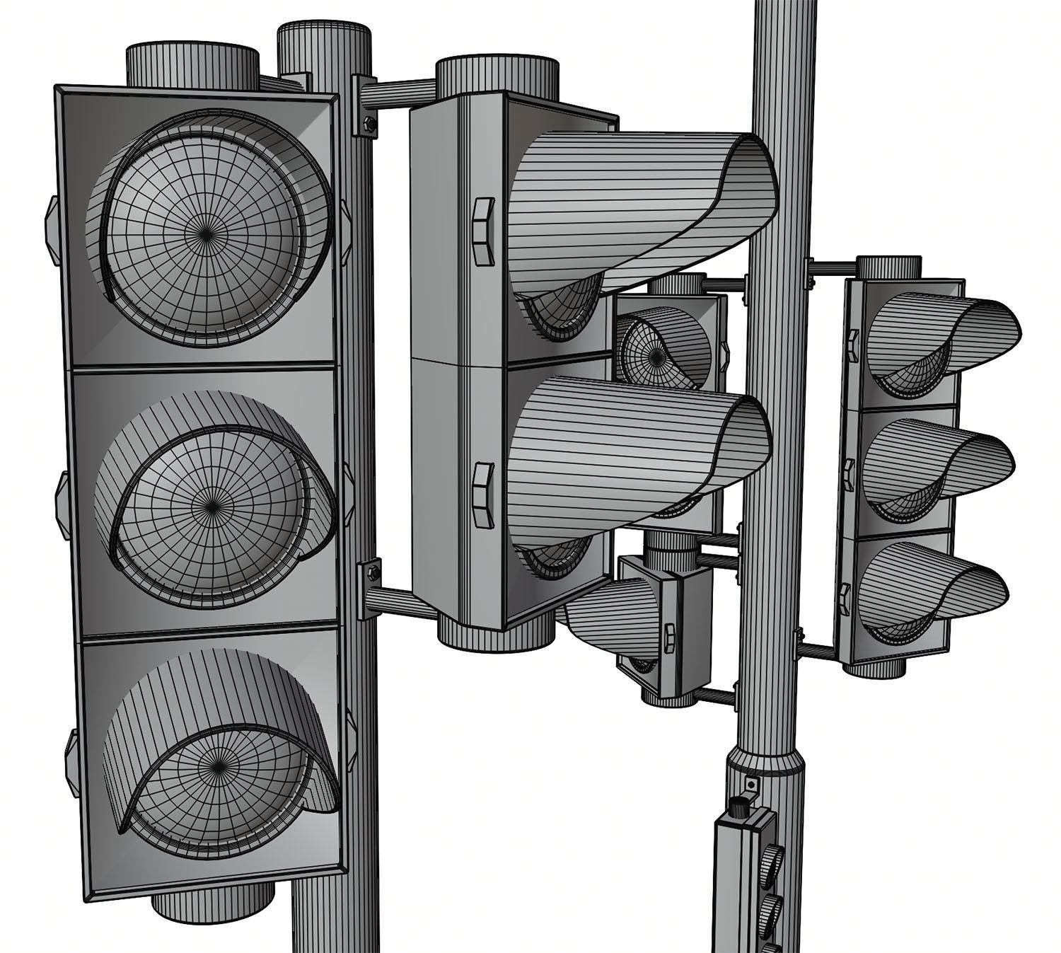 Traffic lights set for pedestrian and vehicles 3D model_8