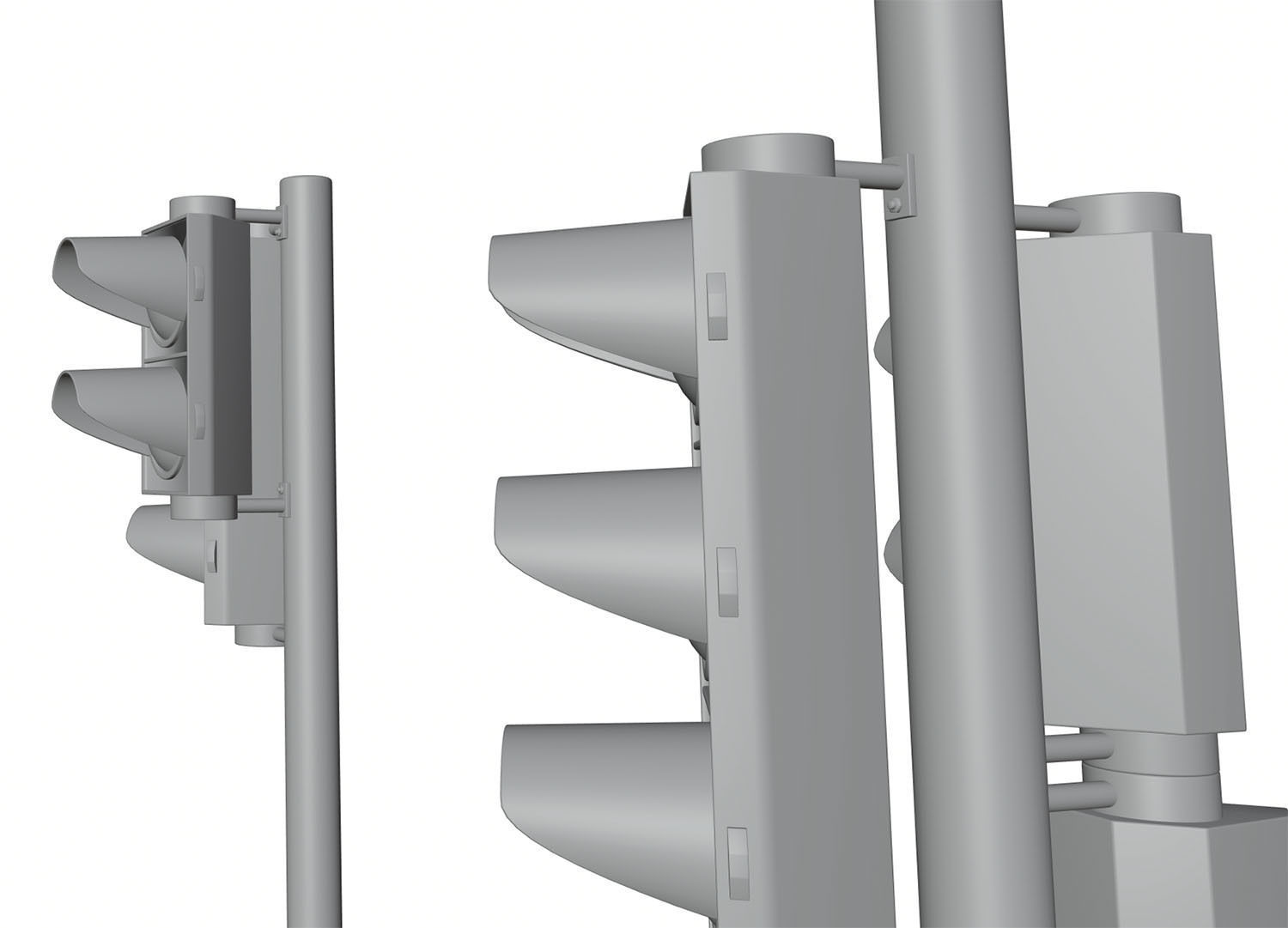 Traffic lights set for pedestrian and vehicles 3D model_7