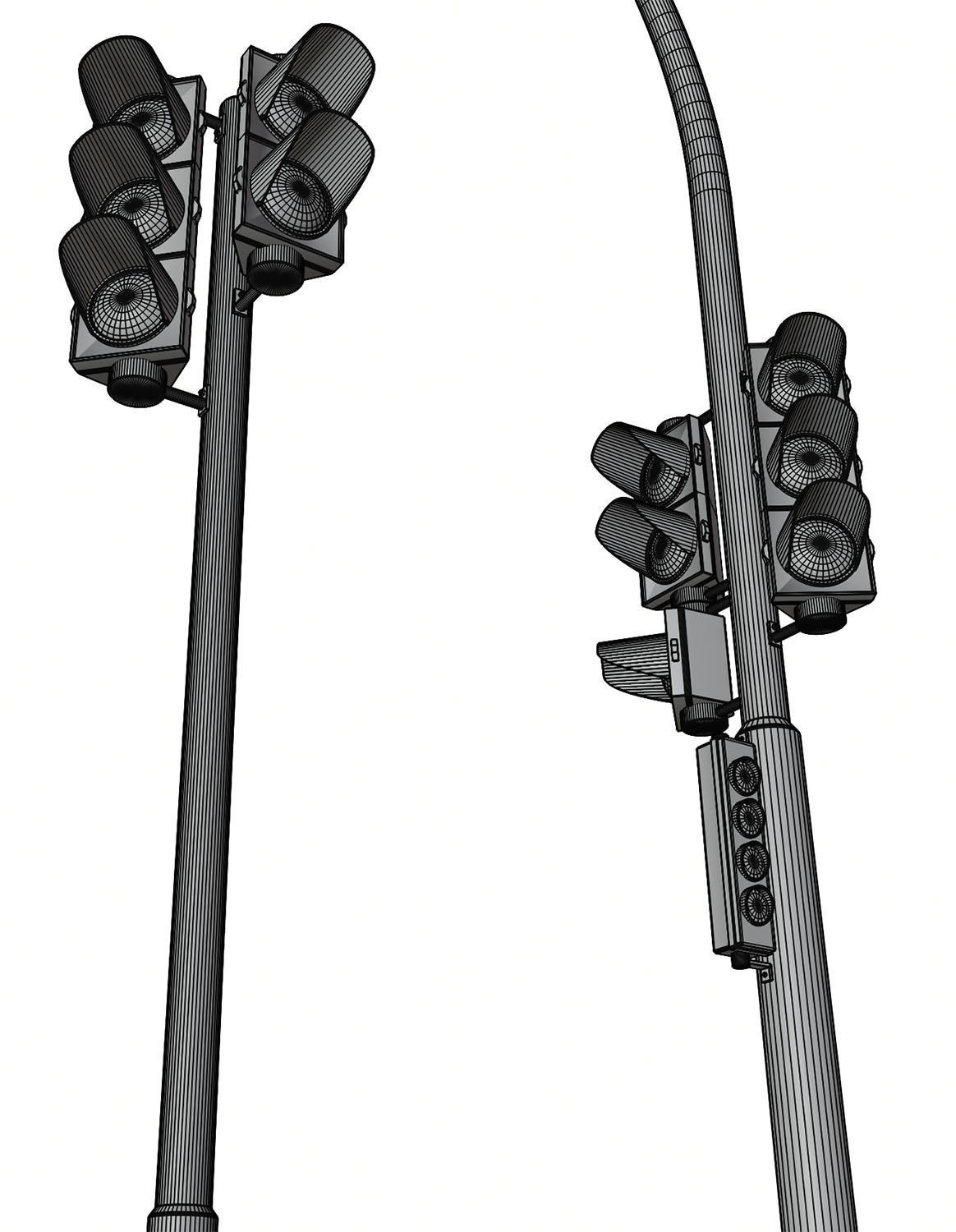 Traffic lights set for pedestrian and vehicles 3D model_9