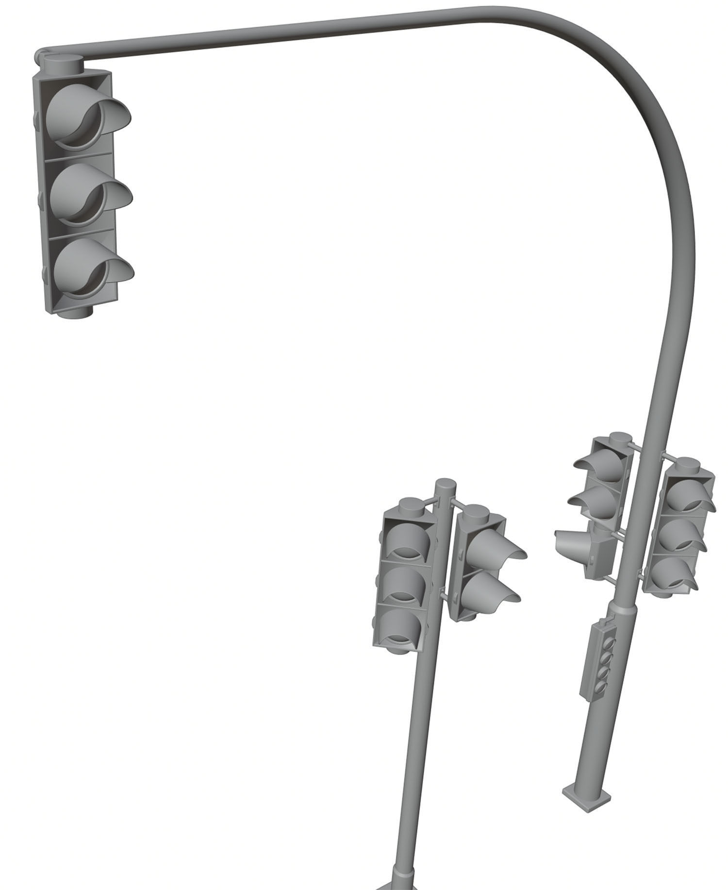 Traffic lights set for pedestrian and vehicles 3D model_5