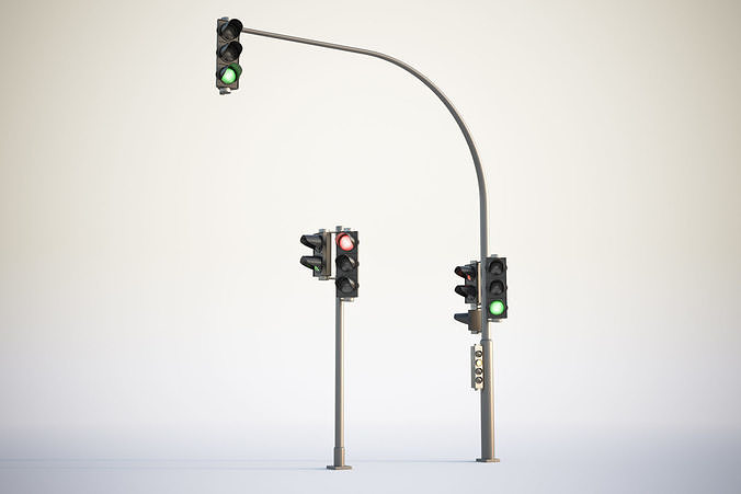 Traffic lights set for pedestrian and vehicles 3D model
