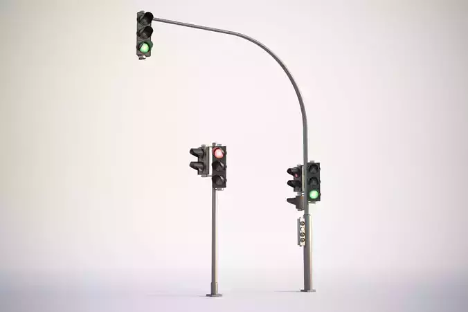 Traffic lights set for pedestrian and vehicles 3D model