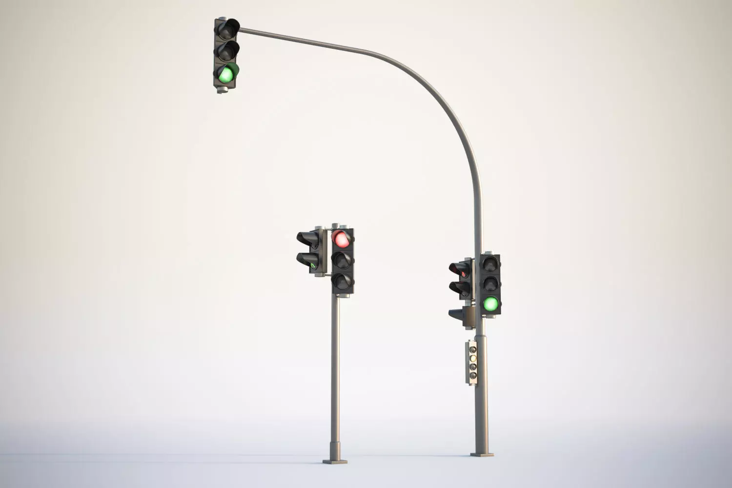 Traffic lights set for pedestrian and vehicles 3D model_0
