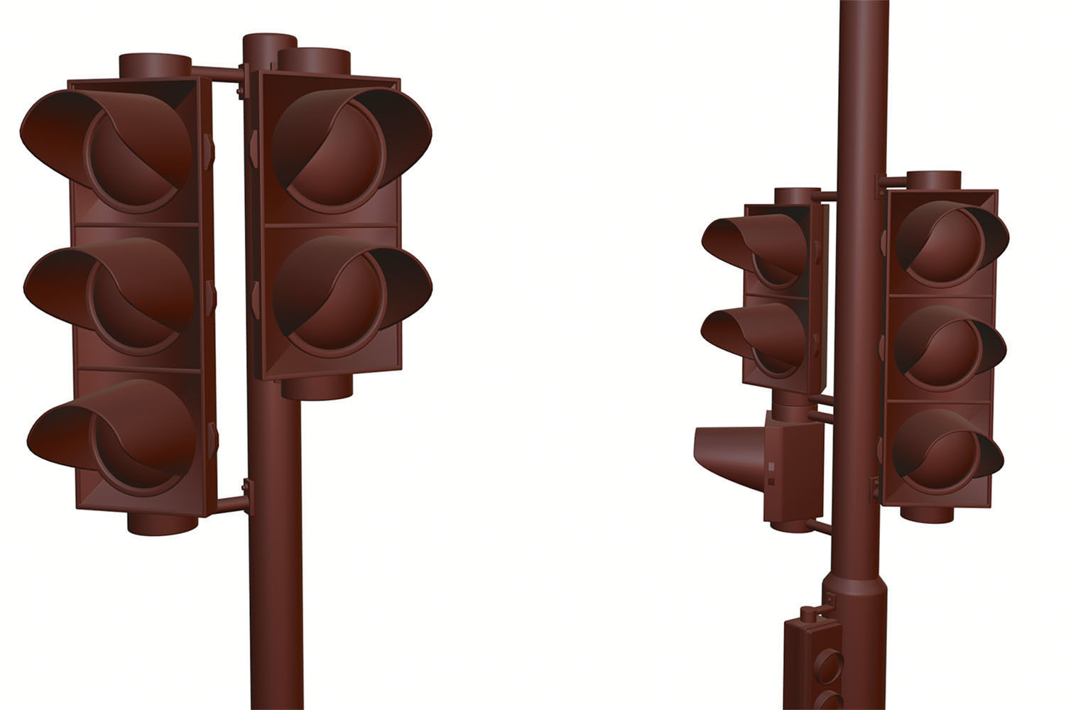 Traffic lights set for pedestrian and vehicles 3D model_12