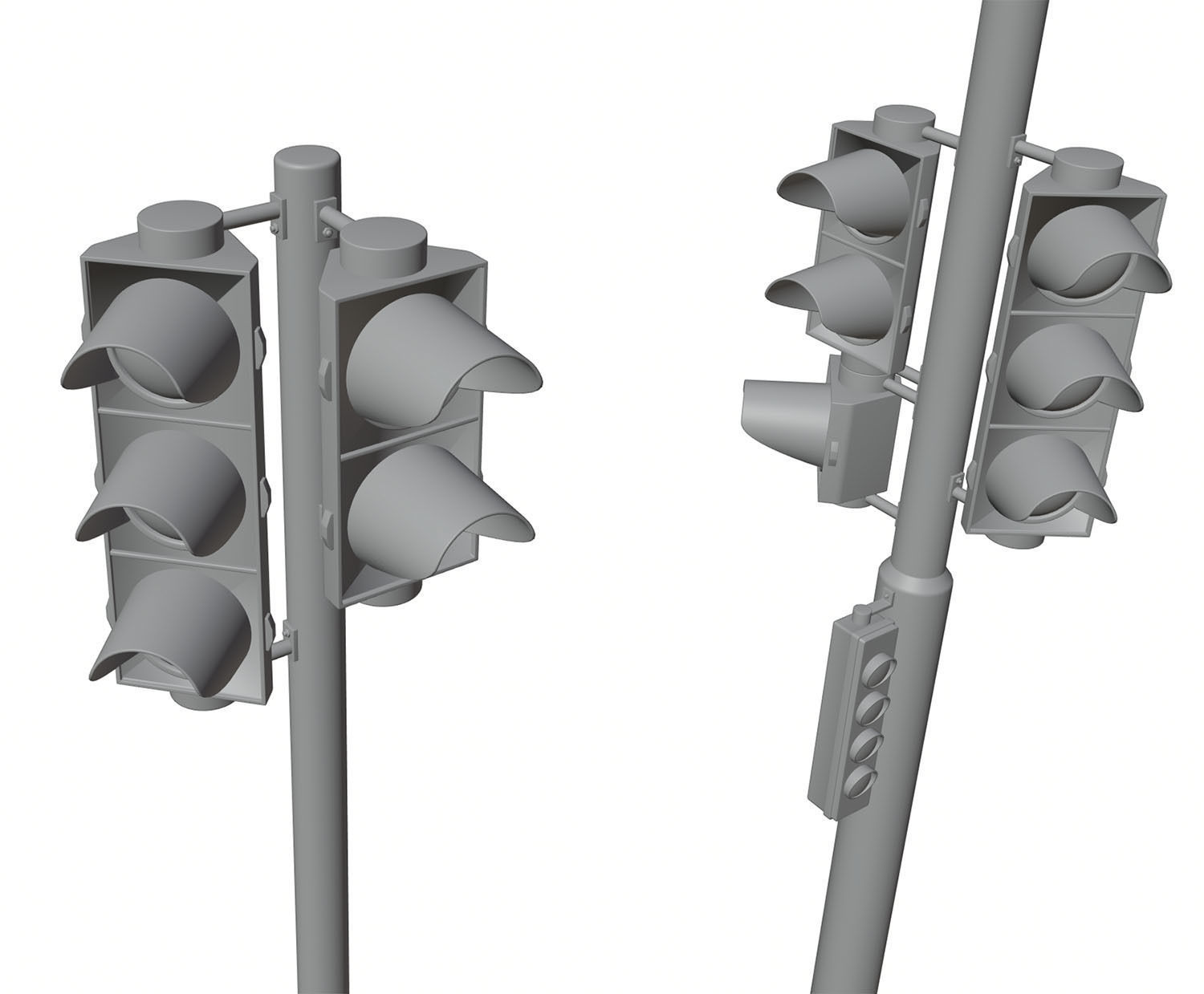 Traffic lights set for pedestrian and vehicles 3D model_6