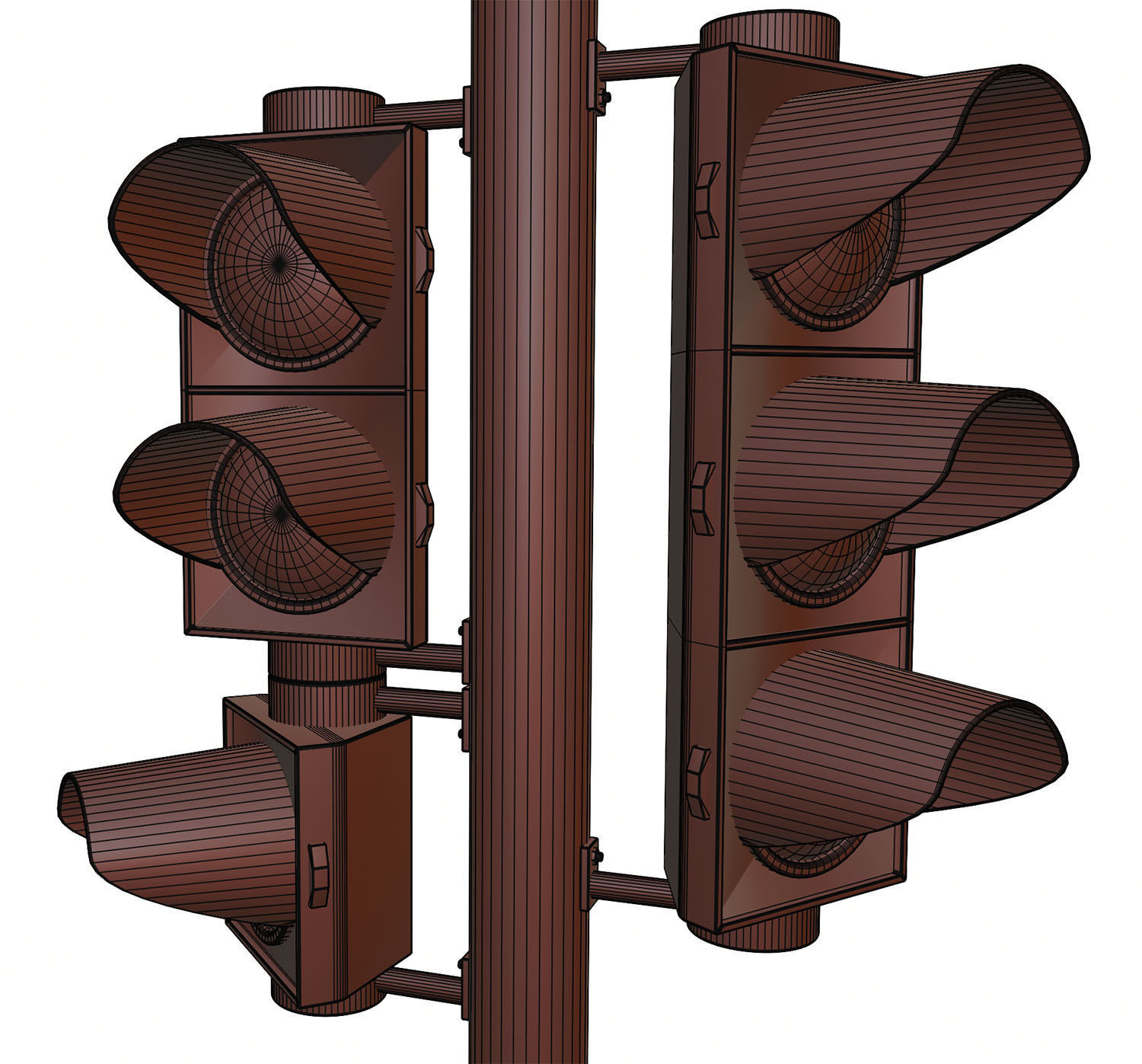 Traffic lights set for pedestrian and vehicles 3D model_13