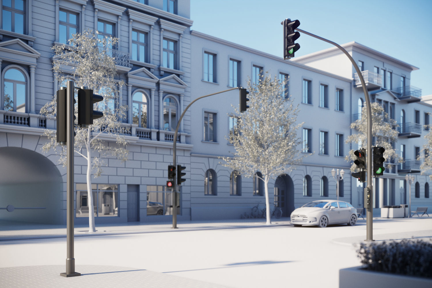 Traffic lights set for pedestrian and vehicles 3D model_1
