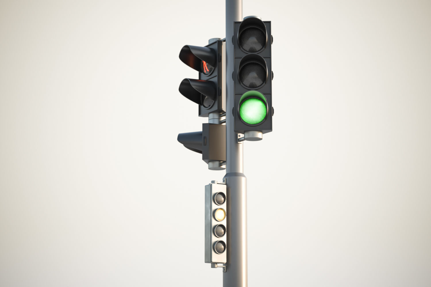 Traffic lights set for pedestrian and vehicles 3D model_3
