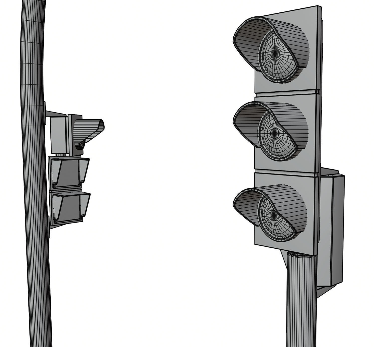 Yellow traffic lights set 3D model_9