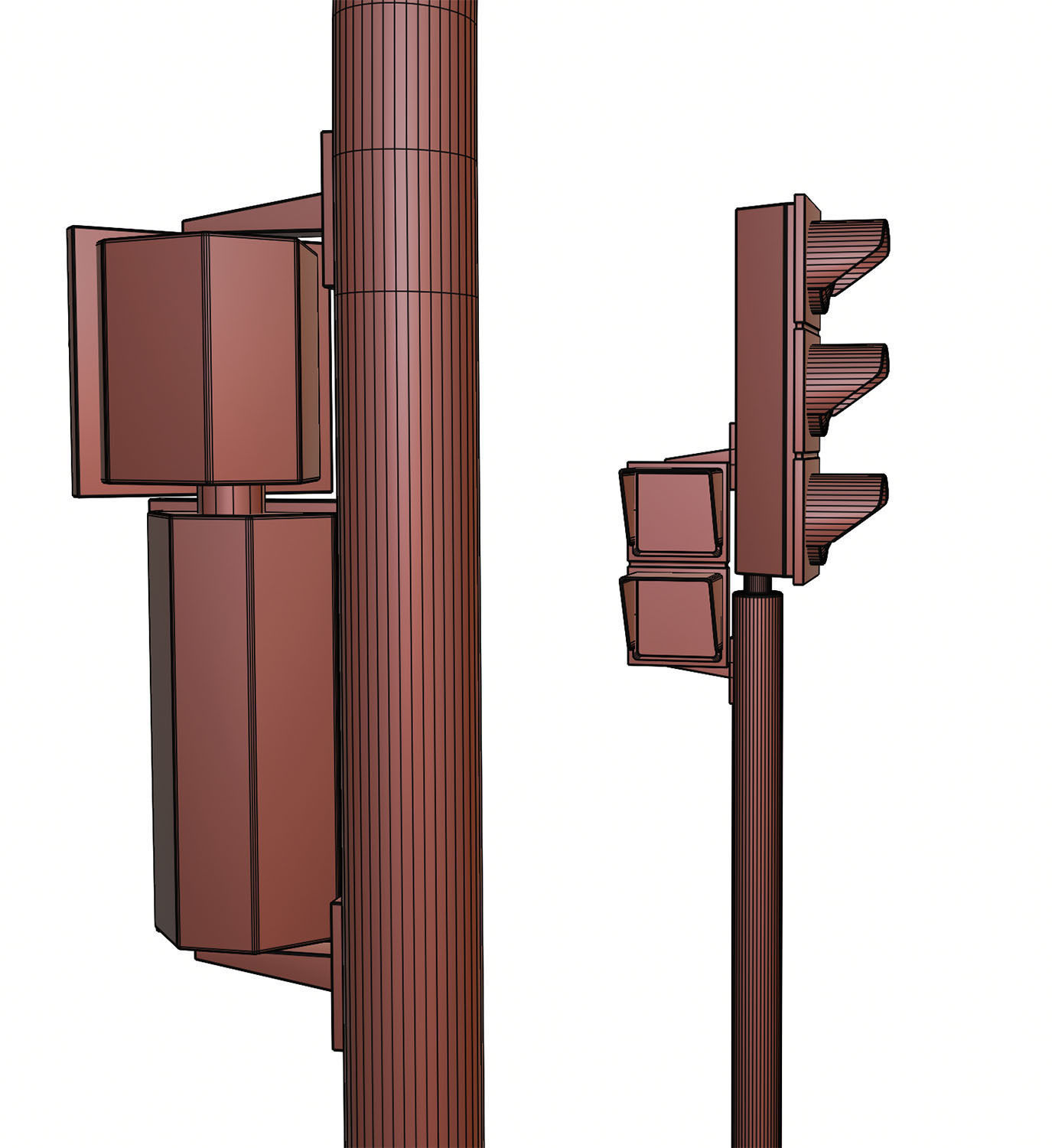 Yellow traffic lights set 3D model_14