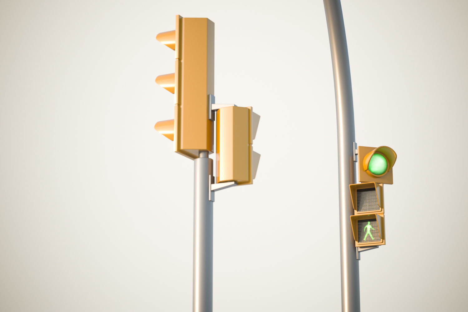 Yellow traffic lights set 3D model_2