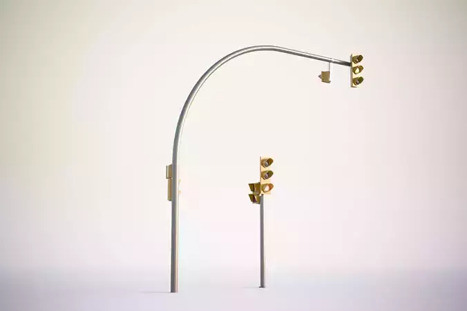 Yellow traffic lights set 3D model