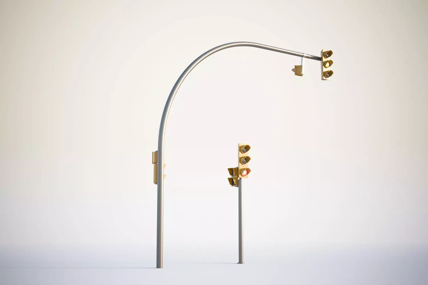 Yellow traffic lights set 3D model_0