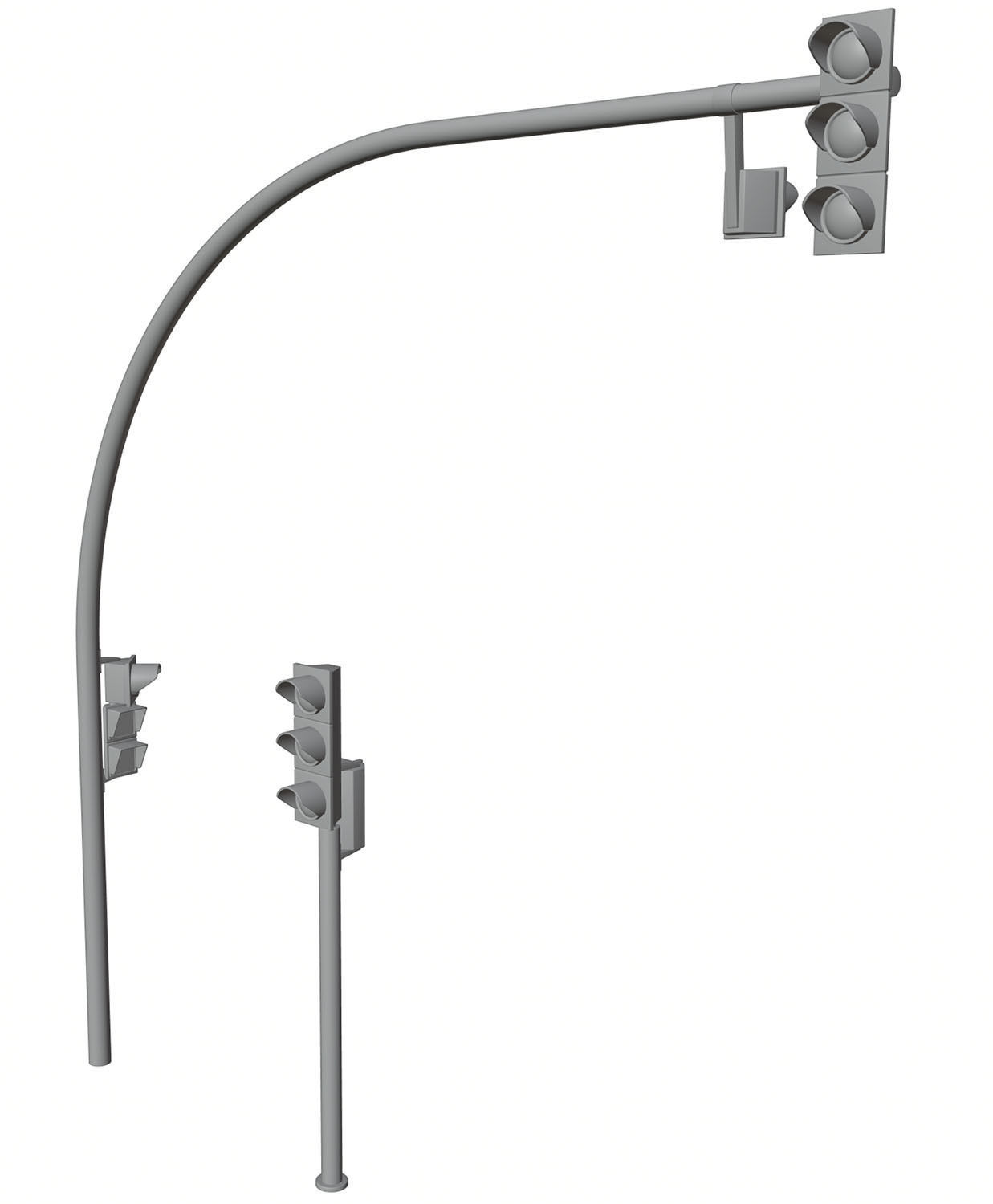 Yellow traffic lights set 3D model_5