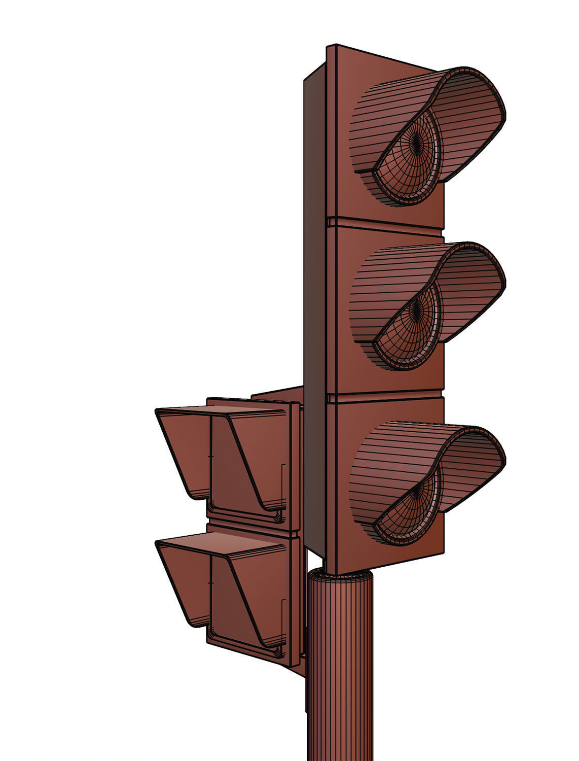 Yellow traffic lights set 3D model_13