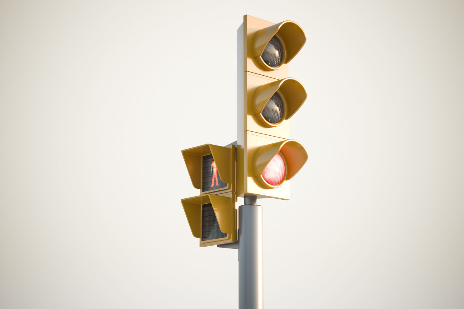 Yellow traffic lights set 3D model_3