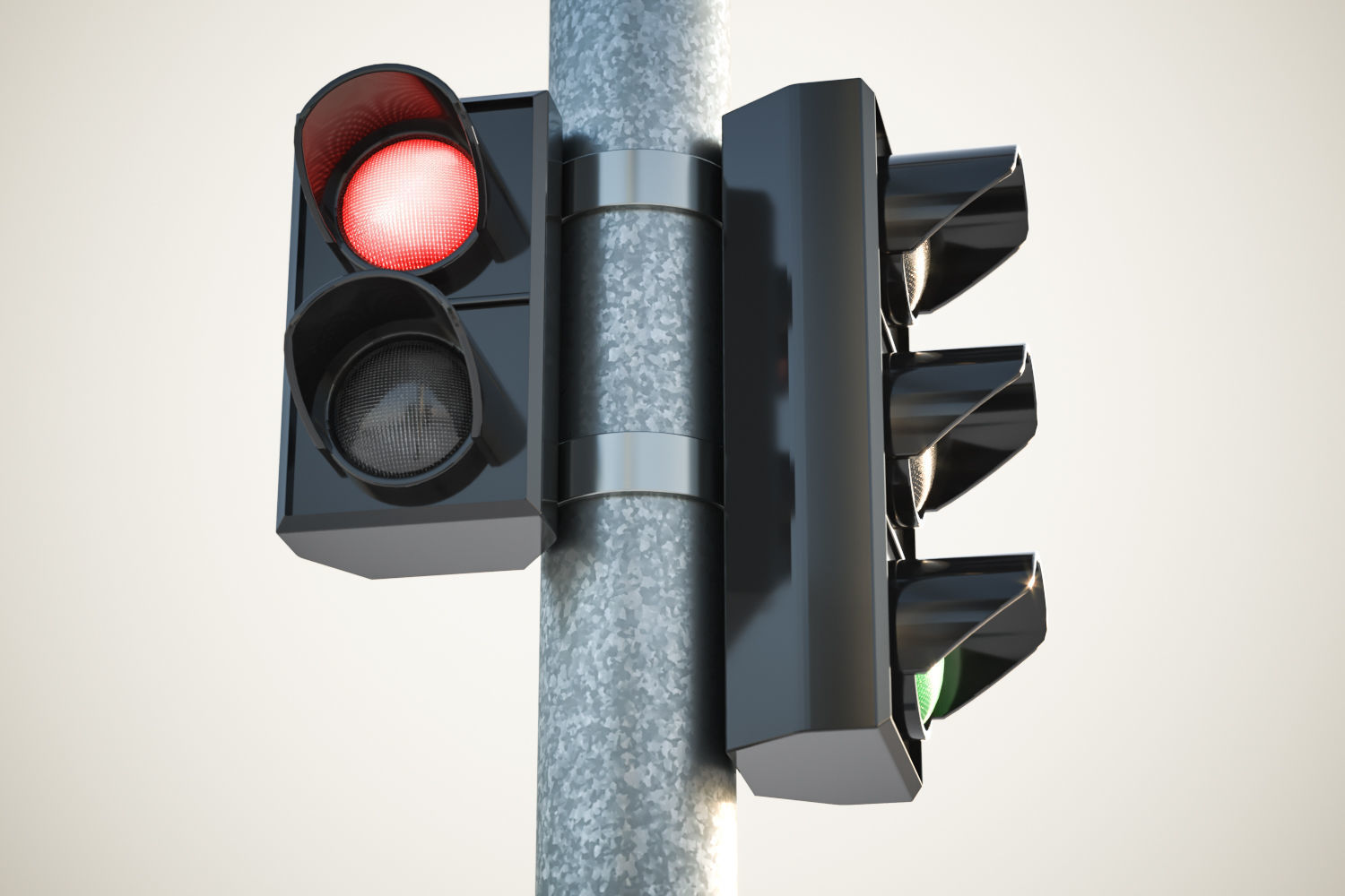 Black traffic lights set 3D model_3