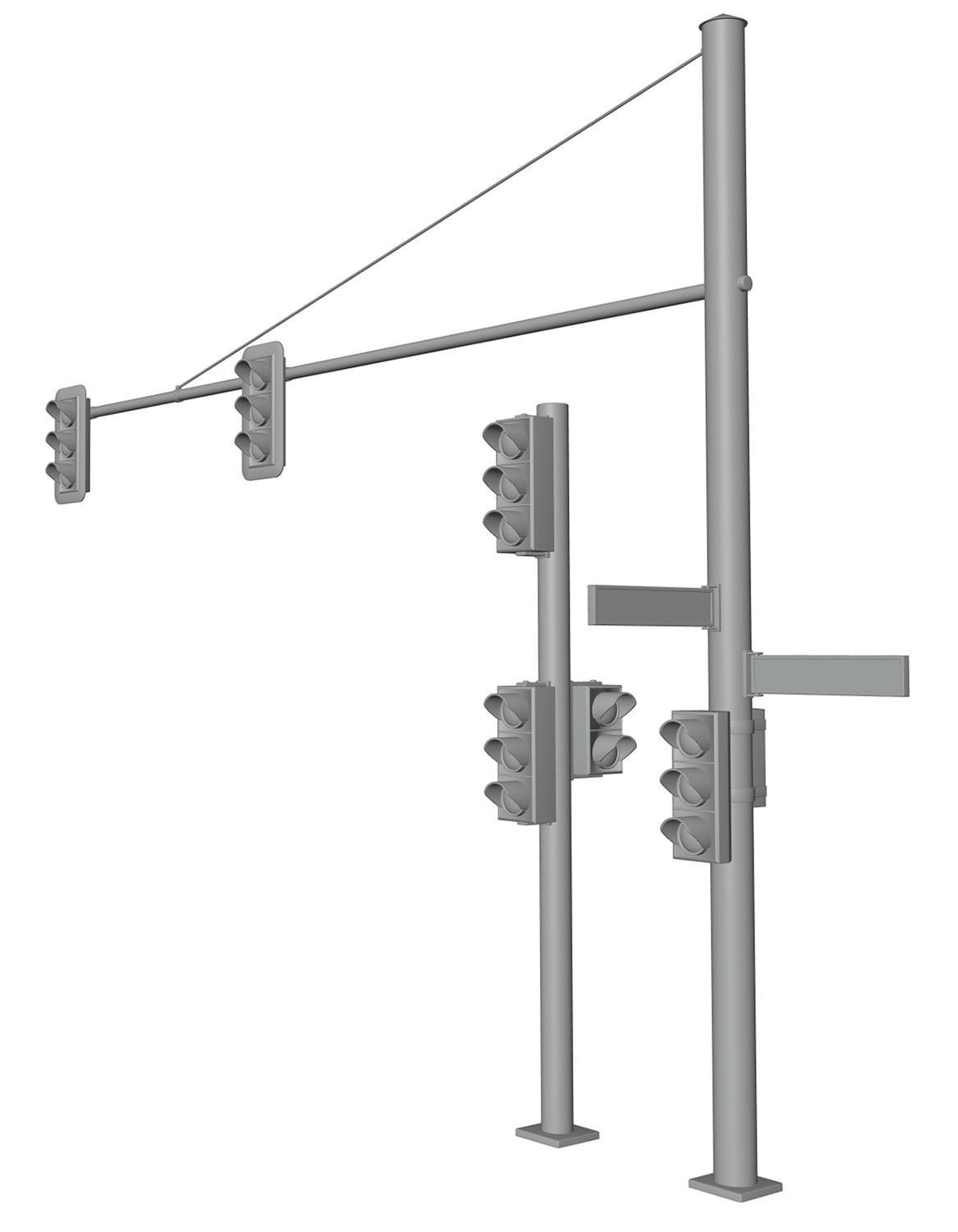 Black traffic lights set 3D model_5