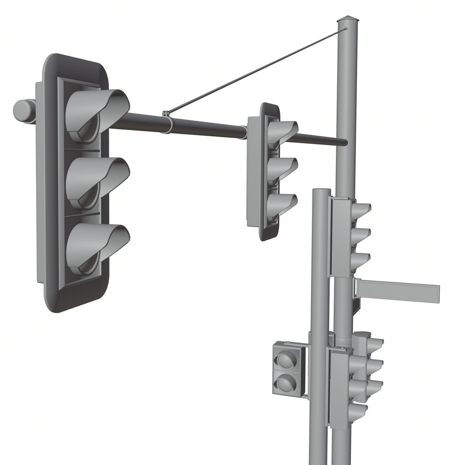 Black traffic lights set 3D model_6